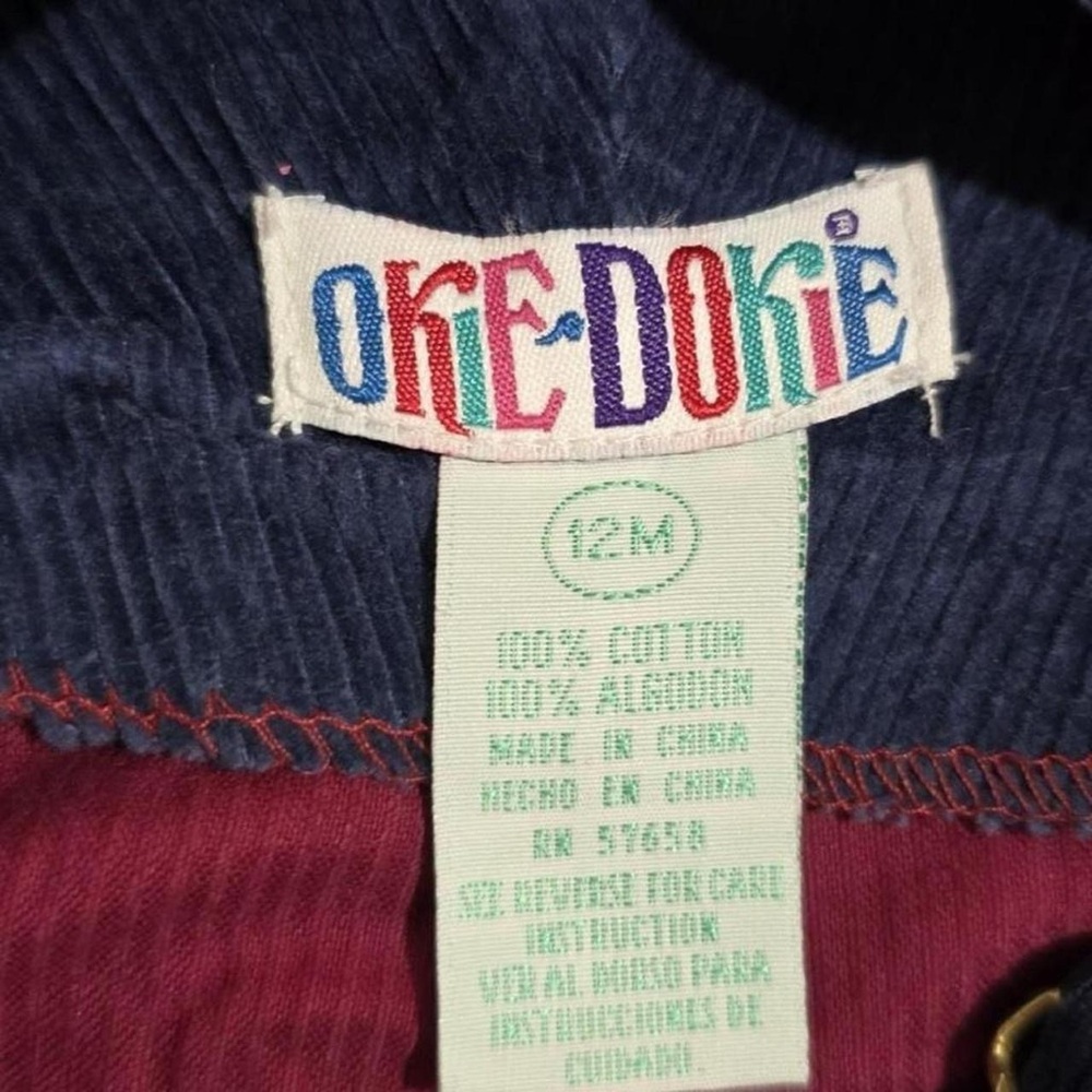 NWT Vintage Rare 1995 Okie-Dokie Infant Corduroy Overalls 12 Months Color Block - Picture 5 of 8